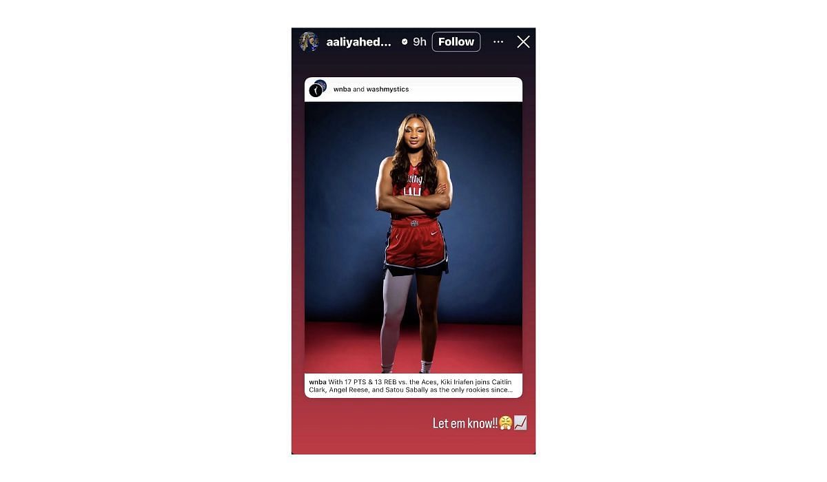 Aaliyah Edwards sends love to Kiki Iriafen on Instagram (Credits: @aaliyahedwards_24)